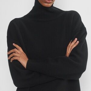 Aritzia Babaton 100% Merino Wool Black Turtleneck Sweater - Soft Rib Knit NWT